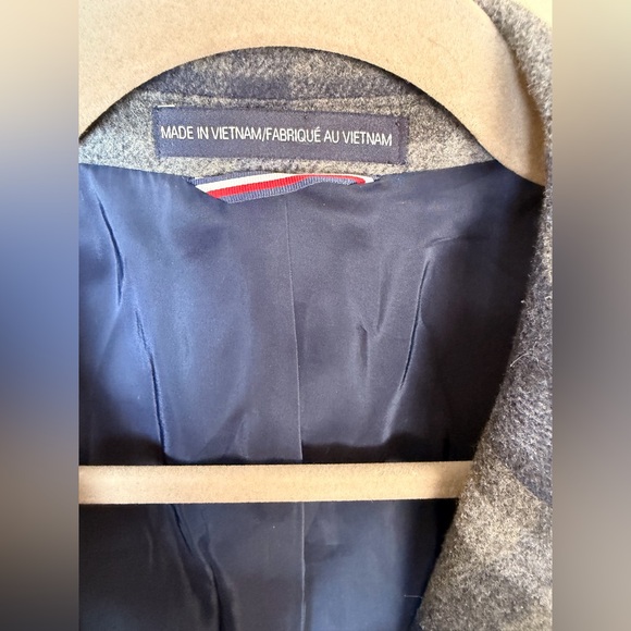 Tommy Hilfiger Men’s Plaid Addison Overcoat grey & navy wool blend Siz 44L tall - Picture 5 of 15